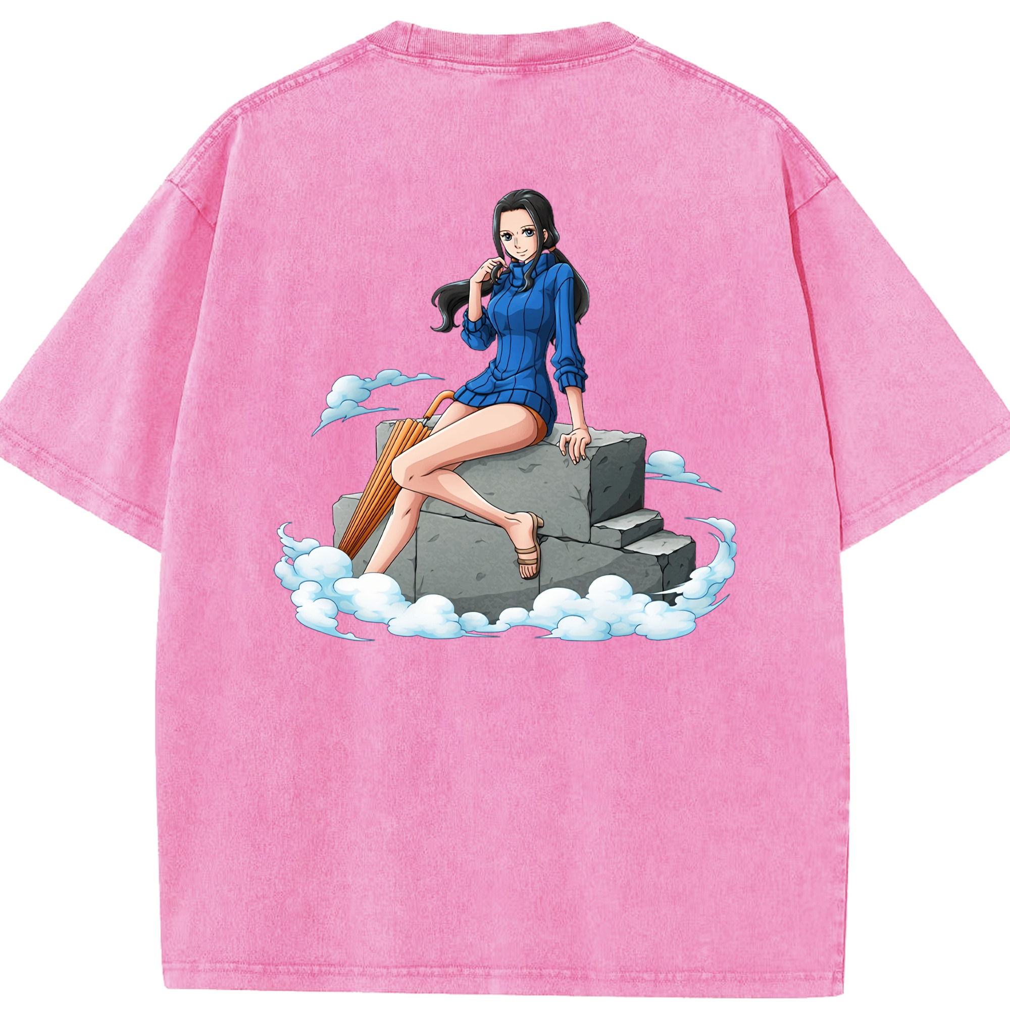 ワンピース ニコ・ロビン ONE PIECE Nico Robin 綿100% ヴィンテージ風 半袖Tシャツ（背面プリント）